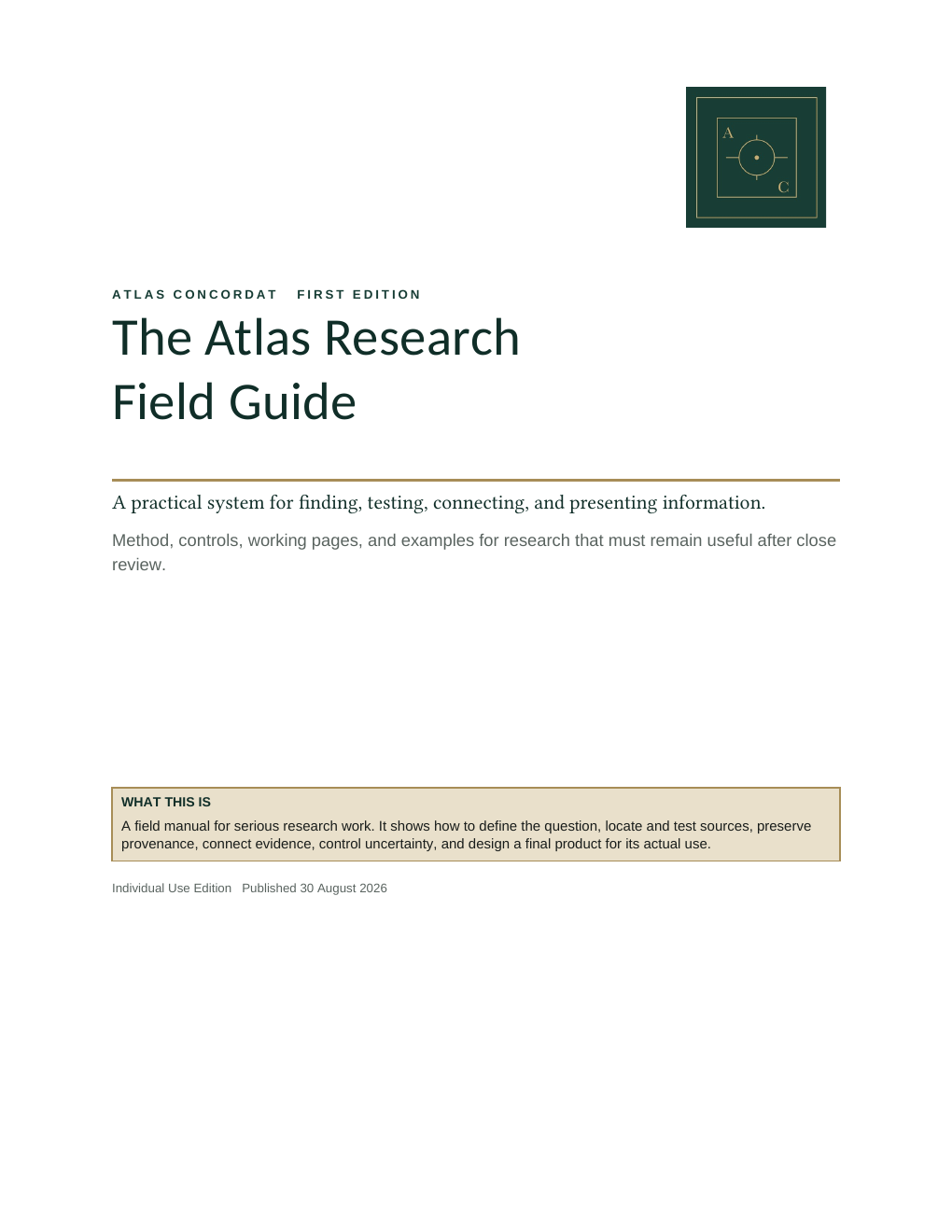 Cover of The Atlas Research Field Guide